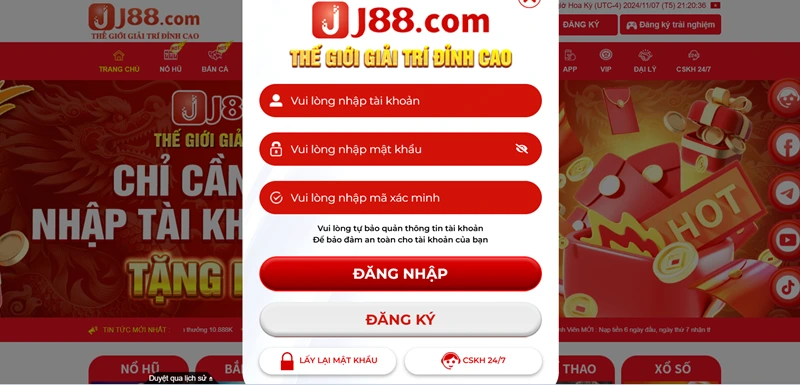 Lấy lại mật khẩu J88